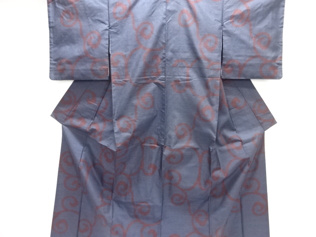 JAPANESE KIMONO / UNUSED / SILK / DORO OSHIMA TSUMUGI / WOVEN ARABESQUE